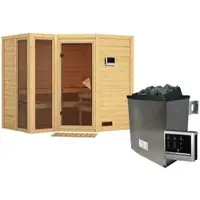 Karibu Sauna »Kunda«, inkl. 9 kW Saunaofen mit externer Steuerung, für 4 Personen - beige