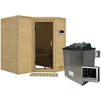 Karibu Sauna »Riga 1«, inkl. 9 kW Saunaofen mit externer Steuerung, für 3 Personen - beige