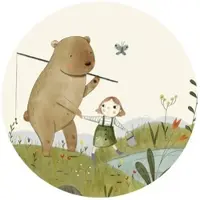 Wallart K&L Wall Art Vliestapete »Runde Vliestapete«, Loske Kinder Teddy Bär Baby, mehrfarbig, matt - bunt