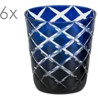Edzard 6er Set Kristallgläser Dio, blau, handgeschliffenes Glas , Höhe 10 cm, Füllmenge 0,23 Liter