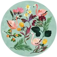 Wallart K&L Wall Art Vliestapete »Runde Vliestapete«, Blanz Sommer Flamingo Kinder, mehrfarbig, matt - bunt