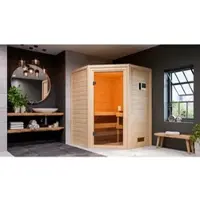 Karibu Sauna »Reval«, BxTxH: 145 x 145 x 187 cm, 9 kW Bio-Ofen mit externe Steuerung , für 2 Personen - beige
