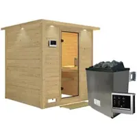 Karibu Sauna »Sindi«, inkl. 9 kW Saunaofen mit externer Steuerung, für 4 Personen - beige