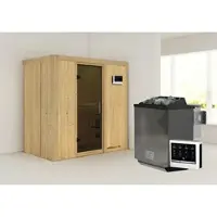 Karibu Sauna »Pärnu«, inkl. 9 kW Bio-Kombi-Saunaofen mit externer Steuerung, für 2 Personen - beige