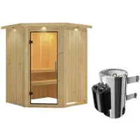 Karibu Sauna »Wolmar«, inkl. 3.6 kW Saunaofen mit integrierter Steuerung, für 3 Personen - beige