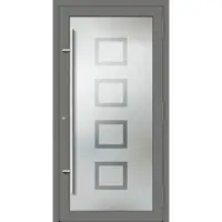 Haustuerenland.de PREMIUM Aluminium-Glas Haustür "HEIDI" 90 mm Vollglas flächenbündig Graualuminium RAL 9007 beidseitig außen öffnend DIN rechts