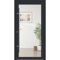 Haustuerenland.de PREMIUM Aluminium-Glas Haustür "HELENA" 90 mm Vollverglasung flächenbündig Anthrazit RAL 7016 innen öffnend DIN links
