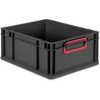 Proregal Eurobox NextGen Color, HxBxT 17x30x40cm, 16 Liter, Griffe rot zu, Schwarz, Eurobehälter, Transportbehälter