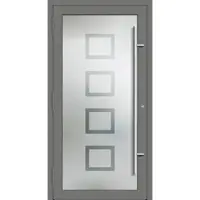 Haustuerenland.de PREMIUM Aluminium-Glas Haustür "HEIDI" 90 mm Vollglas flächenbündig Graualuminium RAL 9007 außen öffnend DIN links