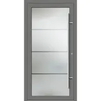 Haustuerenland.de PREMIUM Aluminium-Glas Haustür "EVA" 90 mm Vollglas Graualuminium RAL 9007 beidseitig innen öffnend DIN rechts