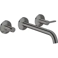 Hansgrohe AXOR One 3-Loch Waschtischarmatur Unterputz für Wandmontage mit Auslauf 220 mm und Hebelgriffen, Polished Black Chrome