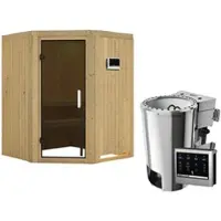 Karibu Sauna »Wolmar«, inkl. 3.6 kW Saunaofen mit externer Steuerung, für 3 Personen - beige
