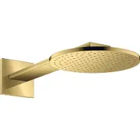Hansgrohe AXOR ShowerSolutions Kopfbrause 250 2-jet,Wandanschluss, Brausearm 450 mm, 35296990, Farbe: Polished Gold Optic
