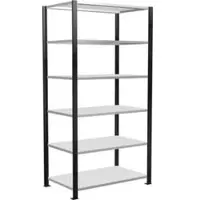 Schulte Lagertechnik Büroregal Stecksystem MultiPlus150, Grundregal, 6 Fachböden, ohne Mittelanschlag, B 1000 x T 600 x H 2000 mm, Schwarz/Lichtgrau