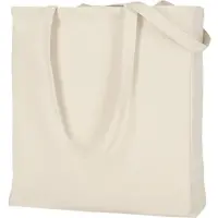 TEXXILLA stabile Canvas Baumwolltasche | mit zwei langen Henkeln, Boden- und Seitenfalte | 38x42cm | Jutebeutel | Einkaufstasche | unbedruckt, natur, 5 Stück