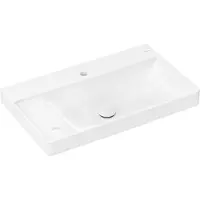 Hansgrohe Xelu Q Waschtisch, 2 Hahnlöcher, mit Ablage, mit Ablaufgarnitur, ohne Überlauf, 800x480mm, Weiß, 61031450, Farbe: Weiß/Ablage links