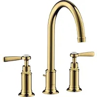 Hansgrohe 3-Loch Waschtischarmatur AXOR MONTREUX 180 DN 15 m Hebelgr m ZAG 1 1/4Zoll pol. go polished gold optic