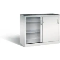 C+P Schiebetüren-Werkzeugschrank Acurado, B 1200 x T 500 x H 1000 mm, je Fachboden 110 kg, Stahl, lichtgrau