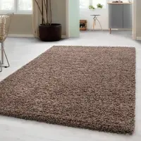 Carpetsale24 Teppich Hochflor Einfarbig Flauschiger Langflor Shaggy Flokati Wohnzimmerteppich, Mokka, 300 x 400 cm