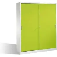C+P Aktenschrank Acurado mit Schiebetüren, 2 x 5 Ordnerhöhen, H1950xB1600xT500mm Front Viridingrün Korpus Lichtgrau