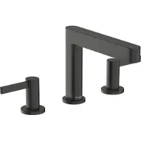 Hansgrohe Finoris 3-Loch Waschtischarmatur 110 mit Push-Open Ablaufgarnitur, Ausladung 169mm, 76033340, Farbe: Brushed Black Chrome