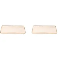 Maastricht porselein Akoya flache Teller - 2er-Set, Steinzeug, 23x17 cm, rechteckig, Crème farben, glänzend, braun umrandet, für Menü