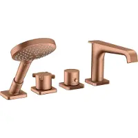 Hansgrohe 4-Loch Wannenrandarmatur AXOR CITTERIO E DN 15, mit Thermostat brushed red gold brushed red gold