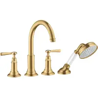 Hansgrohe 4-Loch Wannenrandarmatur AXOR MONTREUX DN 15 m Hebelgriffen brushed gold optic brushed gold optic