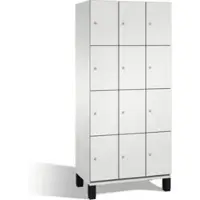 C+P Schließfachschrank Cambio, 3 Abteile, 12 Fächer, auf Füßen, B 900 x T 525 x H 1980 mm, lichtgrau