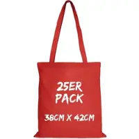 TEXXILLA Baumwolltasche Mehrpack Classic mit zwei langen Henkeln, Rot, rot