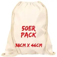 TEXXILLA Turnbeutel Mehrpack mit robusten Zugbändern, Natur, natur