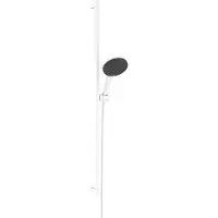 Hansgrohe Raindance Alive Select S Brauseset 125 3jet EcoSmart mit Brausestange Unica E Puro 90 cm und Easy Slide Brausehalter, Mattweiß
