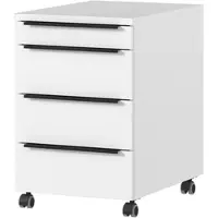 Bümö Space Rollcontainer mit Schubladen, Container aus Holz in weiß - Rollwagen für's Büro als Schreibtisch Unterschrank, Bürocontainer od.