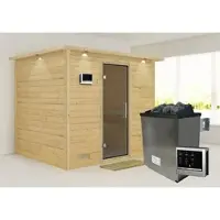 Karibu Sauna »Paldiski«, inkl. 9 kW Saunaofen mit externer Steuerung, für 4 Personen - beige