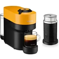 Nespresso Vertuo Pop Mango Yellow & Aeroccino 3 schwarz Vertuo Kaffeemaschine