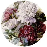 Wallart K&L Wall Art Vliestapete »Runde Vliestapete«, Redoute Rosen Pfingstrosen, mehrfarbig, matt - bunt
