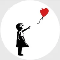 Wallart K&L Wall Art Vliestapete »Runde Vliestapete«, Banksy Girl with the red balloon, mehrfarbig, matt - bunt