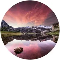 Wallart K&L Wall Art Vliestapete »Runde Vliestapete«, Cuadrado Landschaft Los Lagos, mehrfarbig, matt - bunt