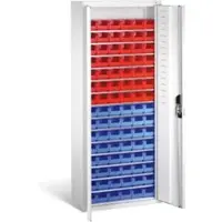 C+P Magazinschrank mit 90 Sichtlagerkästen, H1690xB700xT300mm Front Lichtgrau Korpus Lichtgrau