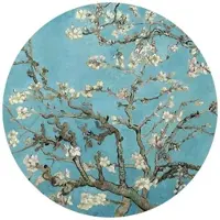 Wallart K&L Wall Art Vliestapete »Runde Vliestapete«, van Gogh Mandelblüte Vintage, mehrfarbig, matt - bunt