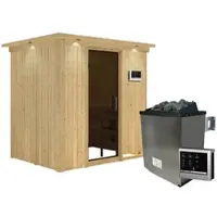 Karibu Sauna »Kothla«, inkl. 9 kW Saunaofen mit externer Steuerung, für 3 Personen - beige
