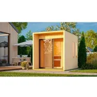 Karibu Saunahaus »Vortsjärv«, BxTxH: x 219,5 x 287,5 x 244 cm, 9 kW Ofen, für 4 Personen - braun