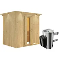 Karibu Sauna »Kircholm«, inkl. 3.6 kW Saunaofen mit integrierter Steuerung, für 3 Personen - beige