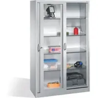 C+P Schiebetüren-Werkzeugschrank Acurado, mit Sichtfenster, B 1200 x T 500 x H 1950 mm, lichtgrau