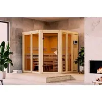 Karibu Sauna »Riisa«, BxTxH: 196 x 196 x 198 cm, 9 kW Ofen mit externe Steuerung , für 4 Personen - beige
