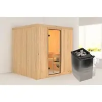 Karibu Sauna »Kabli«, BxTxH: 196 x 178 x 198 cm, 9 kW Ofen, für 4 Personen - braun