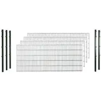 Hadra Doppelstabmattenzaun, grün, 6/5/6 mm, Komplett-Set à 10 m, inkl. Pfosten, Klemmhalter - gruen