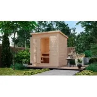 Karibu Saunahaus »Suurlaht«, BxTxH: x 196 x 196 x 228 cm, 9 kW Ofen, für 4 Personen - braun