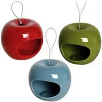 Dobar Futterspender, für Wildvögel, keramik/Edelstahl, rot/grün/blau - bunt