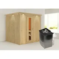 Karibu Sauna »Rakvere«, inkl. 9 kW Saunaofen mit integrierter Steuerung, für 3 Personen - beige